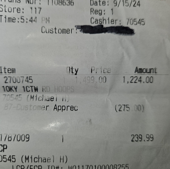 10kt Helzberg Diamond Hoops 1 Carat total weight - Picture 11 of 11